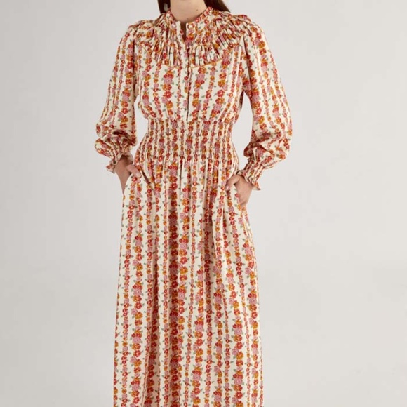 NWT Loretta Caponi Zaira Dress in ‘Garland on Cream’, Size XS - Picture 5 of 5